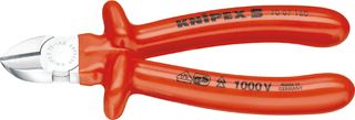 KNIPEX 7007 ZIJKNIPTANG LENGTE 160MM GEISOLEERD 1000 V STANDAARD VDE GETEST OPPERVLAKTEBESCHERMING VERCHROOMD GEWICHT 227G MAX. KNIPDIAM. ZACHTE DRAAD 4MM MAX. KNIPDIAM. HALF HARD DRAAD 2.8MM MAX. 