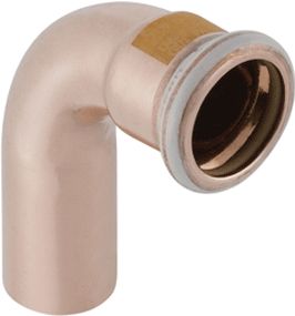 GEBERIT MAPRESS BOCHT GAS 90 GRADEN 1-DELIG KOPER MET HNBR AFDICHTRING 22MM X 22MM (SCHUIFEIND X PERSMOF)