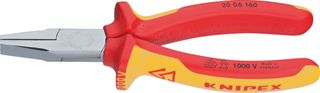 KNIPEX 2206 VLAKBEKTANG TOTALE LENGTE 160MM GREEPUITVOERING 2-COMPONENTEN GEISOLEERD 1000 V GEWICHT 175G VDE GETEST