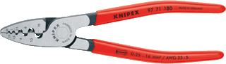 KNIPEX PERSKABELSCHOENTANG DIAMETER 0.25 16MM2 LENGTE 180MM UITVOERING/BEDIENING HAND PERSVORM DOORNPERSING AWG-BEREIK 23 5 INZETSTUKKEN UITWISSELBAAR 1 MEEGELEVERDE INZETSTUKKEN UITVOERING MATRIJS VAST VOO